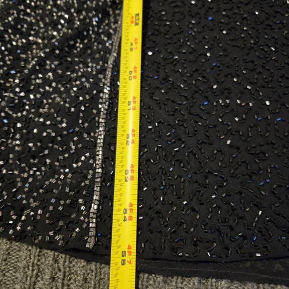 Chaudry Silk Beaded Formal Gown black Elegant Black TIe - Picture 12 of 16